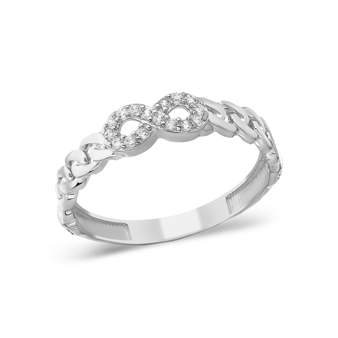 Stone Infinity Twist Ring - 925 SILVER