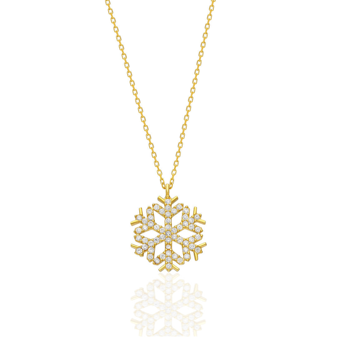 Modern Snowflake Necklace - 925 Silver
