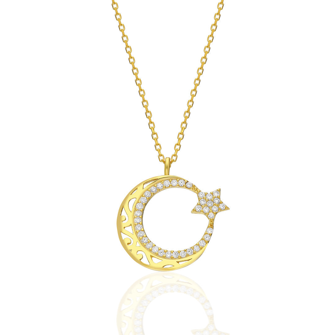 Patterned Star Necklace - 925 SILVER