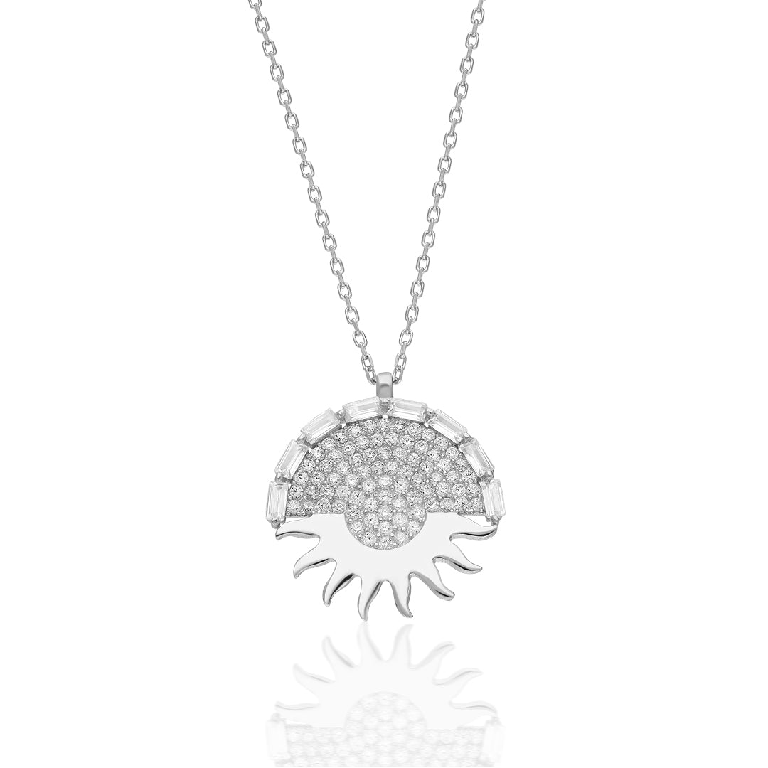 Stone Sun Necklace - 925 SILVER