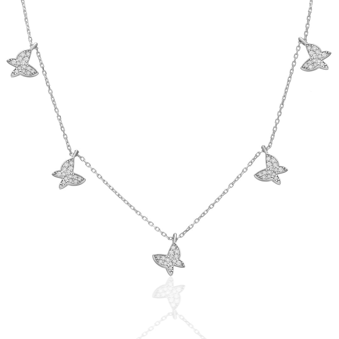 Five-Layer Butterfly Necklace - 925 Silver