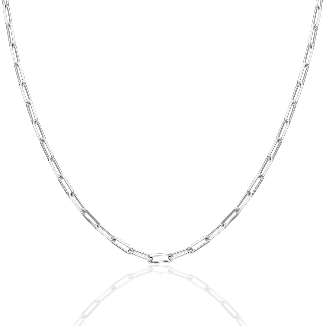 Simple Paperclip Chain Necklace - 925 SILVER