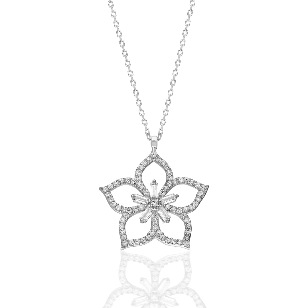 Magnolia Flower Necklace - 925 Silver