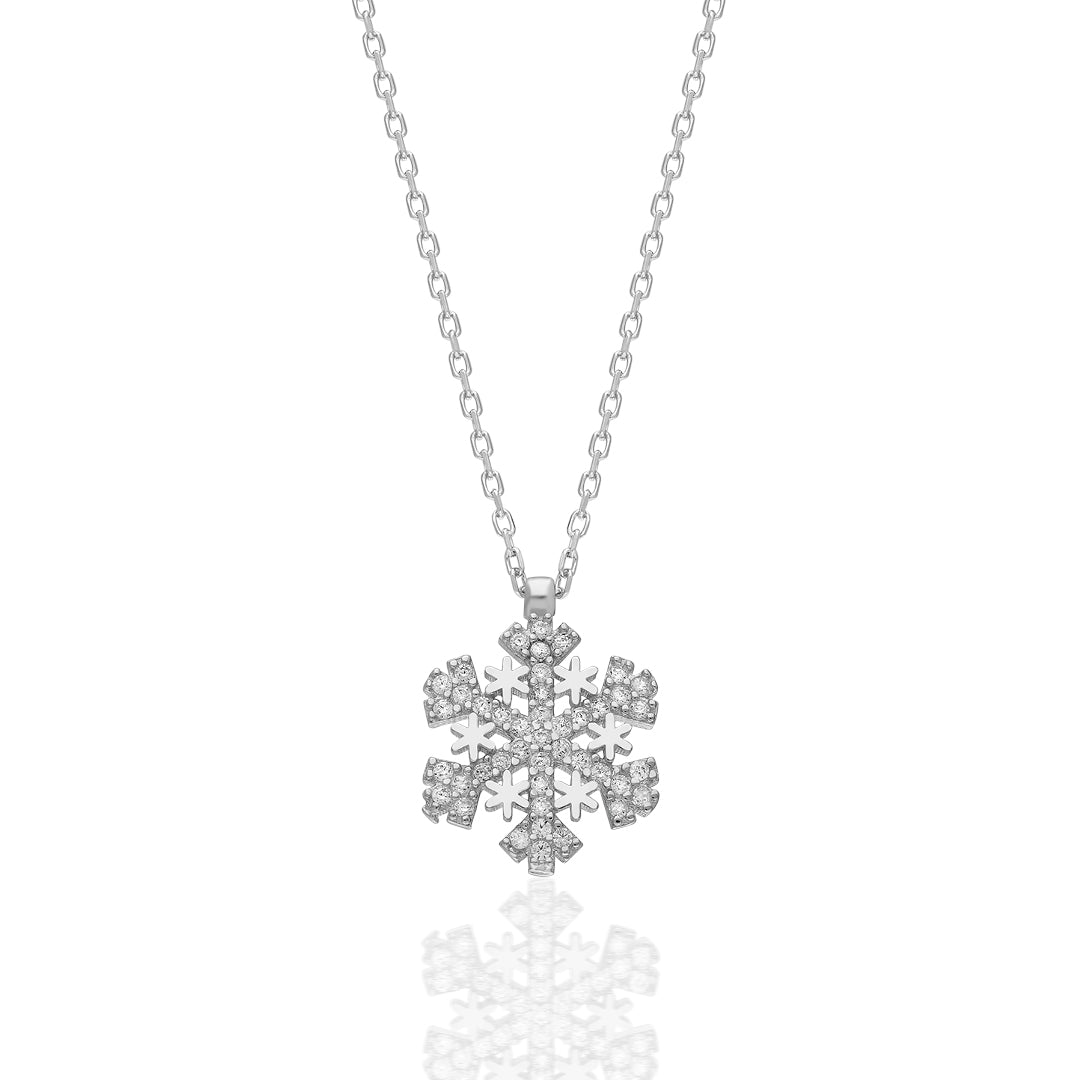 Sparkling Snowflake Necklace - 925 SILVER