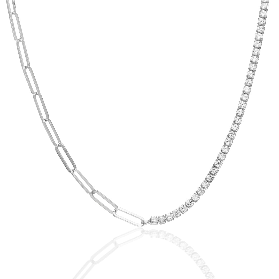 Rectangular Waterway Chain Necklace - 925 Silver