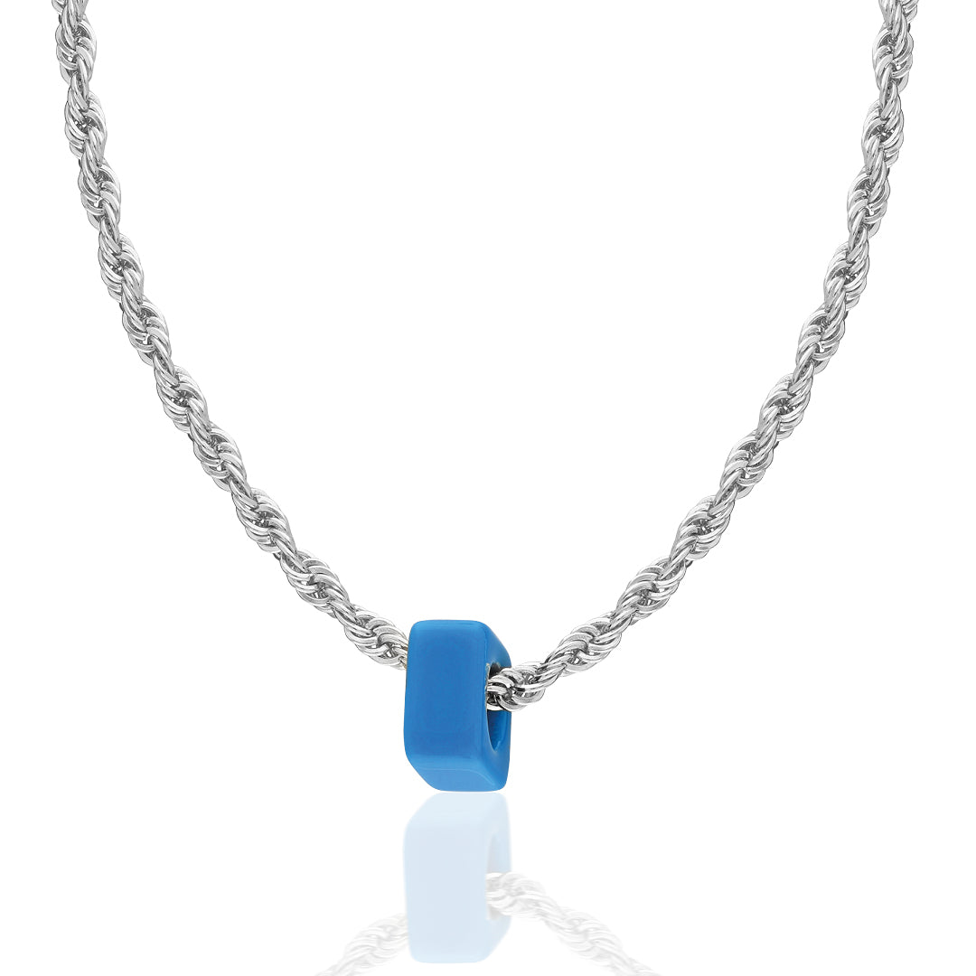 KORDEL KETTE MIT BLAUE STEIN | 925 SILBER