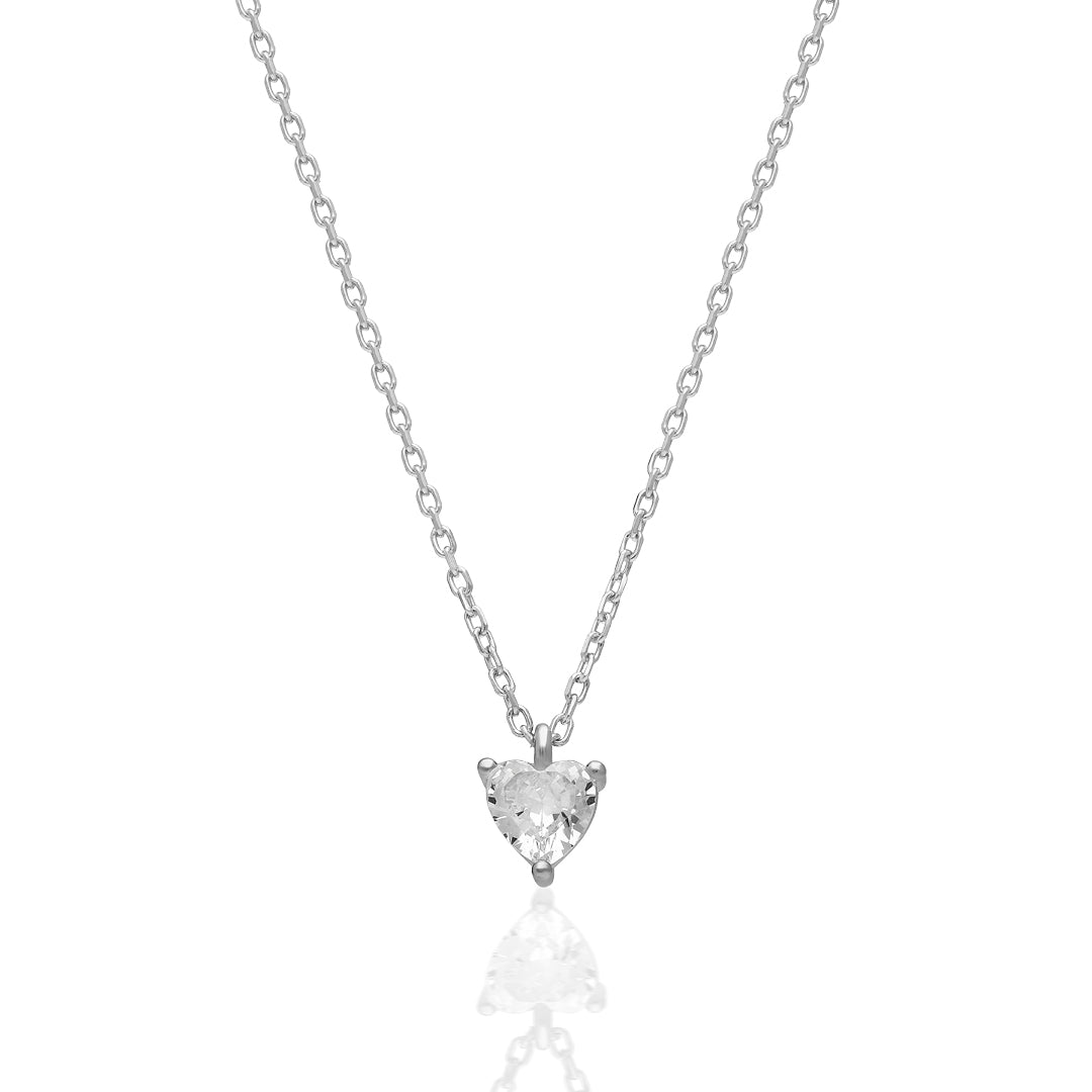 Stone Heart Design Necklace - 925 SILVER