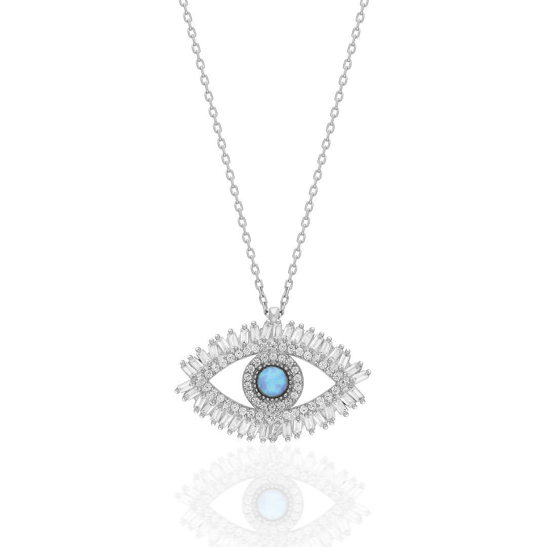 Baguette Stone Eye Necklace - 925 SILVER