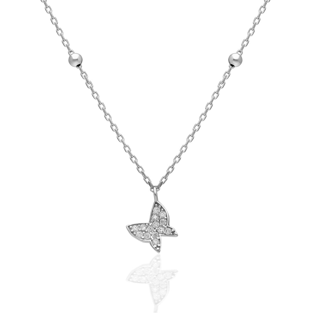 Pearl Butterfly Necklace - 925 SILVER