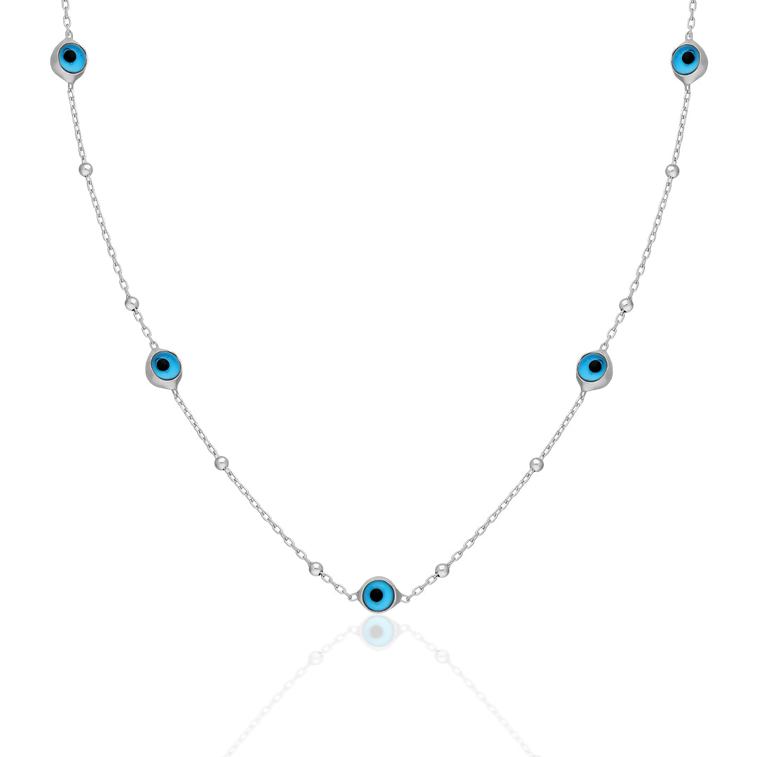 Multiple Evil Eye Necklace - 925 SILVER