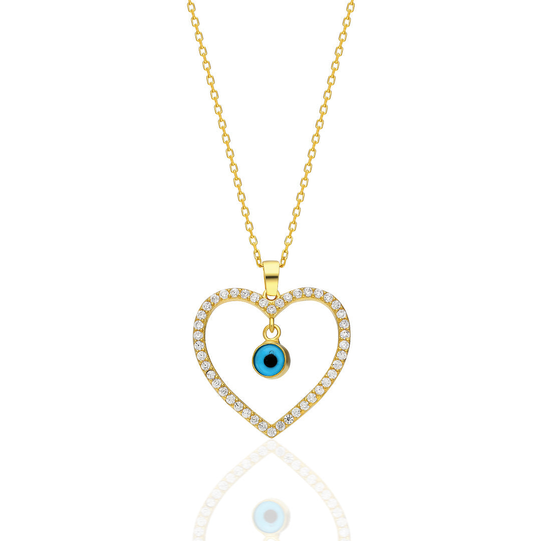 Evil Eye Heart Necklace - 925 Silver