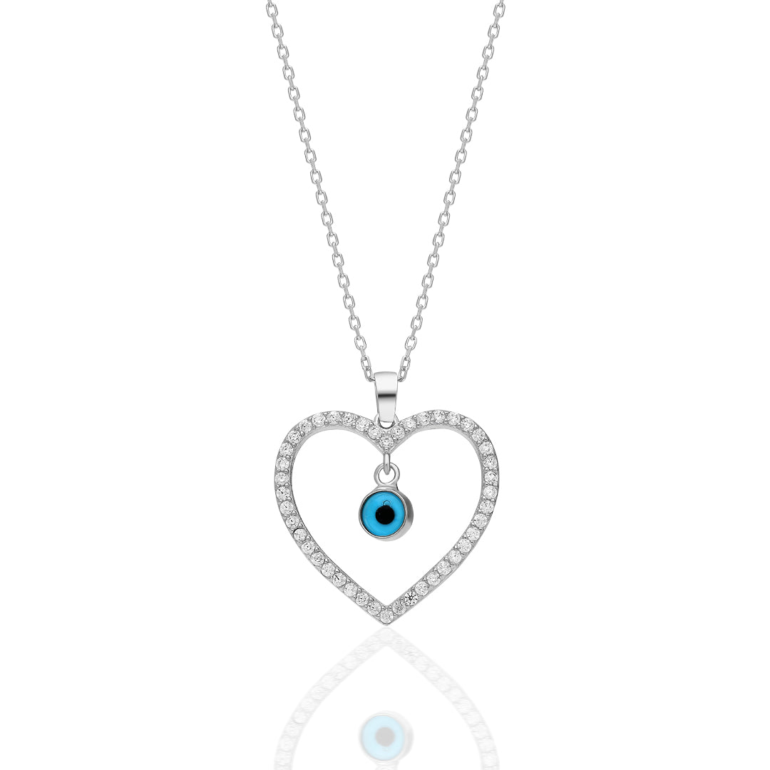 Evil Eye Heart Necklace - 925 Silver