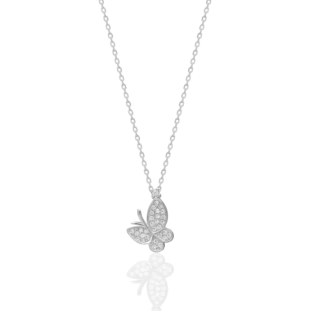 Stone Butterfly Necklace - 925 SILVER