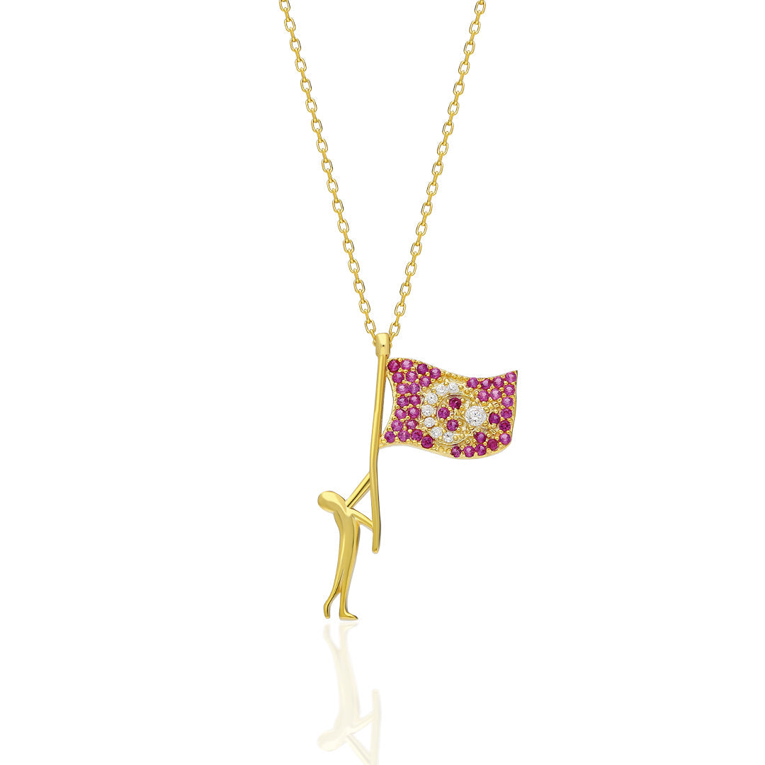 Turkish Flag Necklace - 925 SILVER