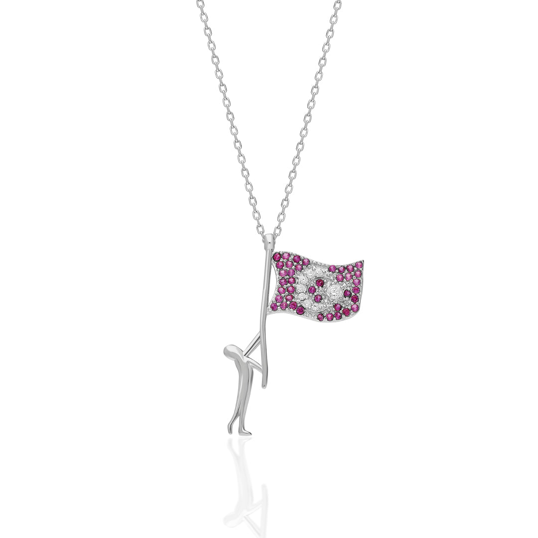 Turkish Flag Necklace - 925 SILVER