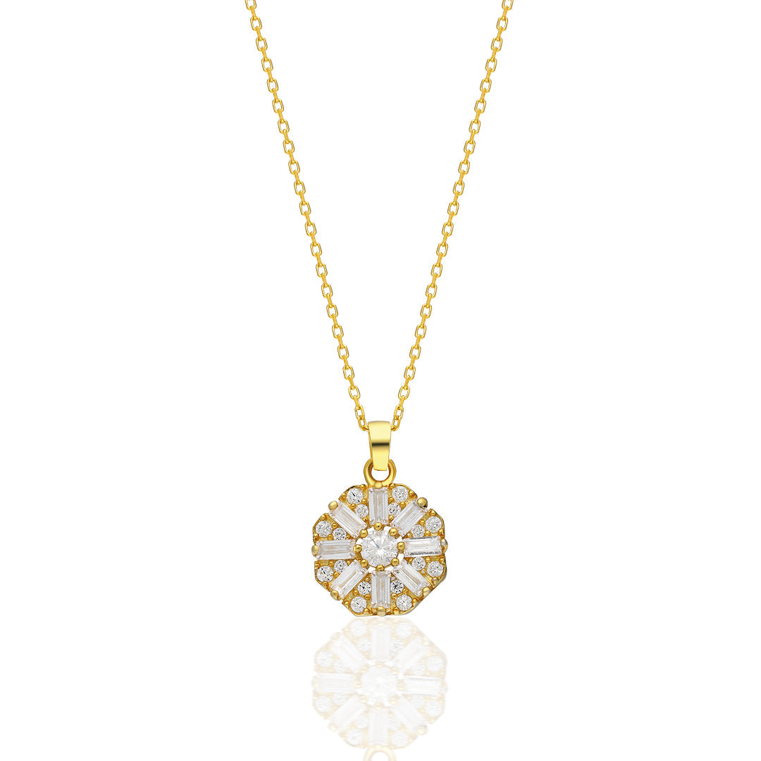 Baguette Wheel Necklace - 925 Silver