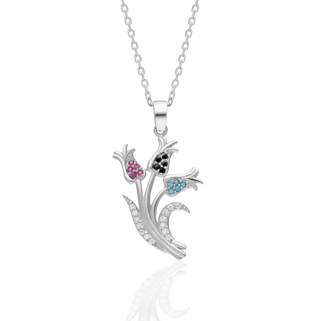 Tulip Pattern Necklace - 925 Silver