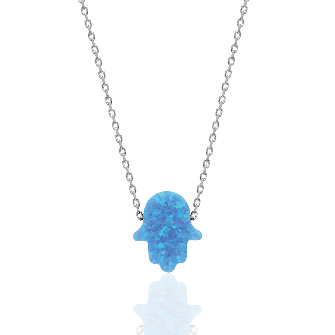 Original Blue Simple Opal Fatima Hand Chain - 925 SILVER