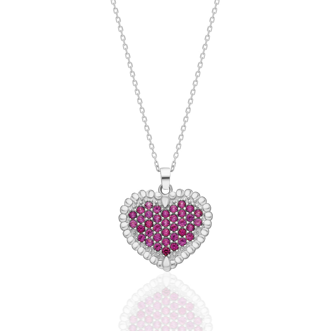 Minimalist Pink Heart Necklace - 925 SILVER