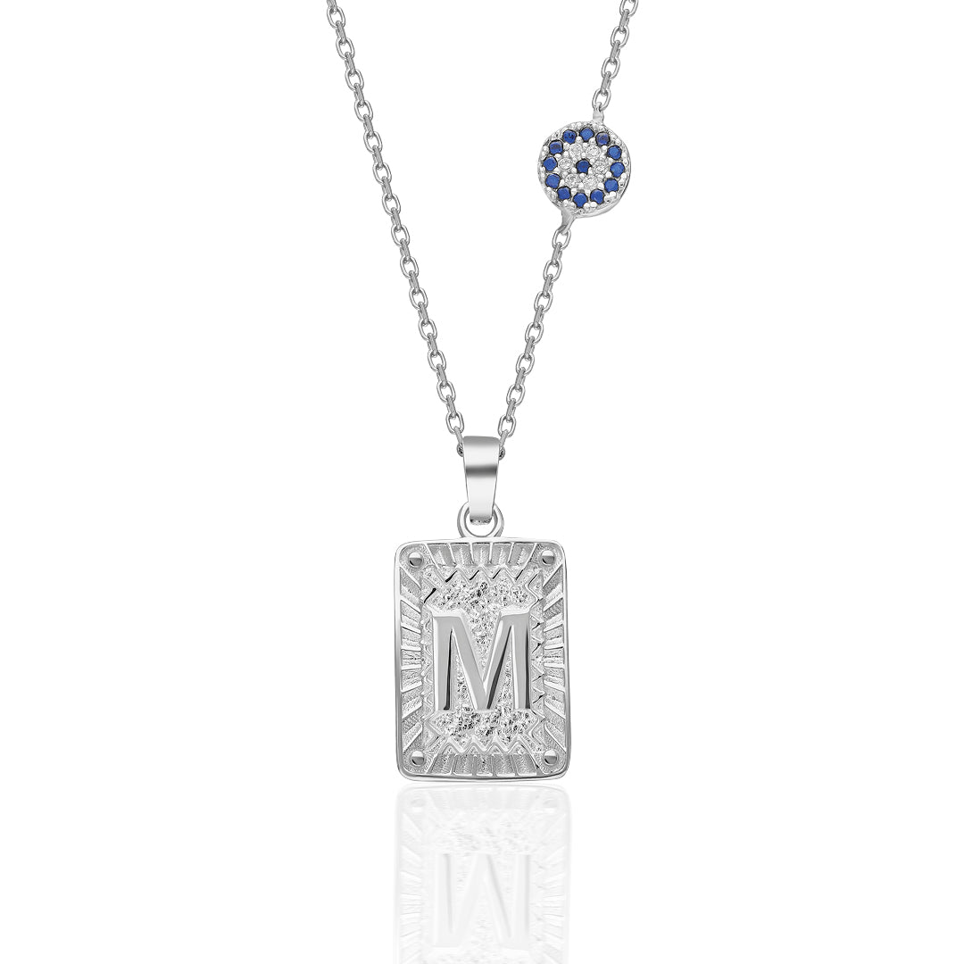 Evil Eye Letter Necklace - 925 Silver