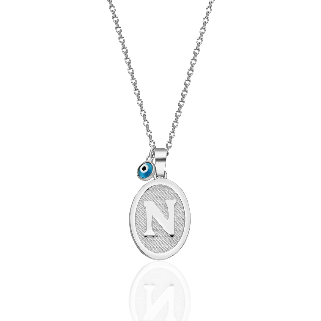 Oval Vintage Letter Necklace - 925 Silver