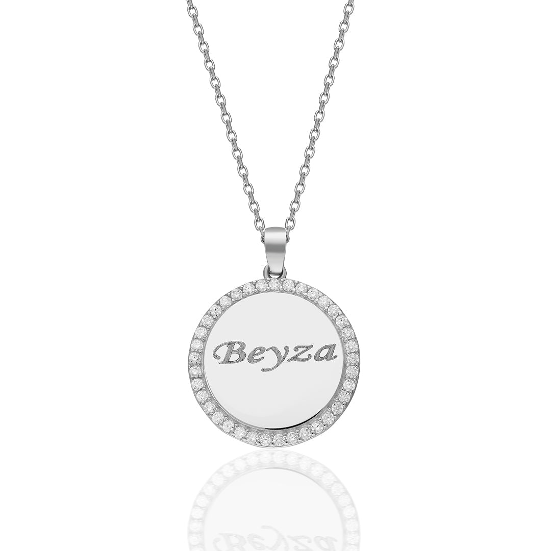 Framed Nameplate Necklace - 925 Silver