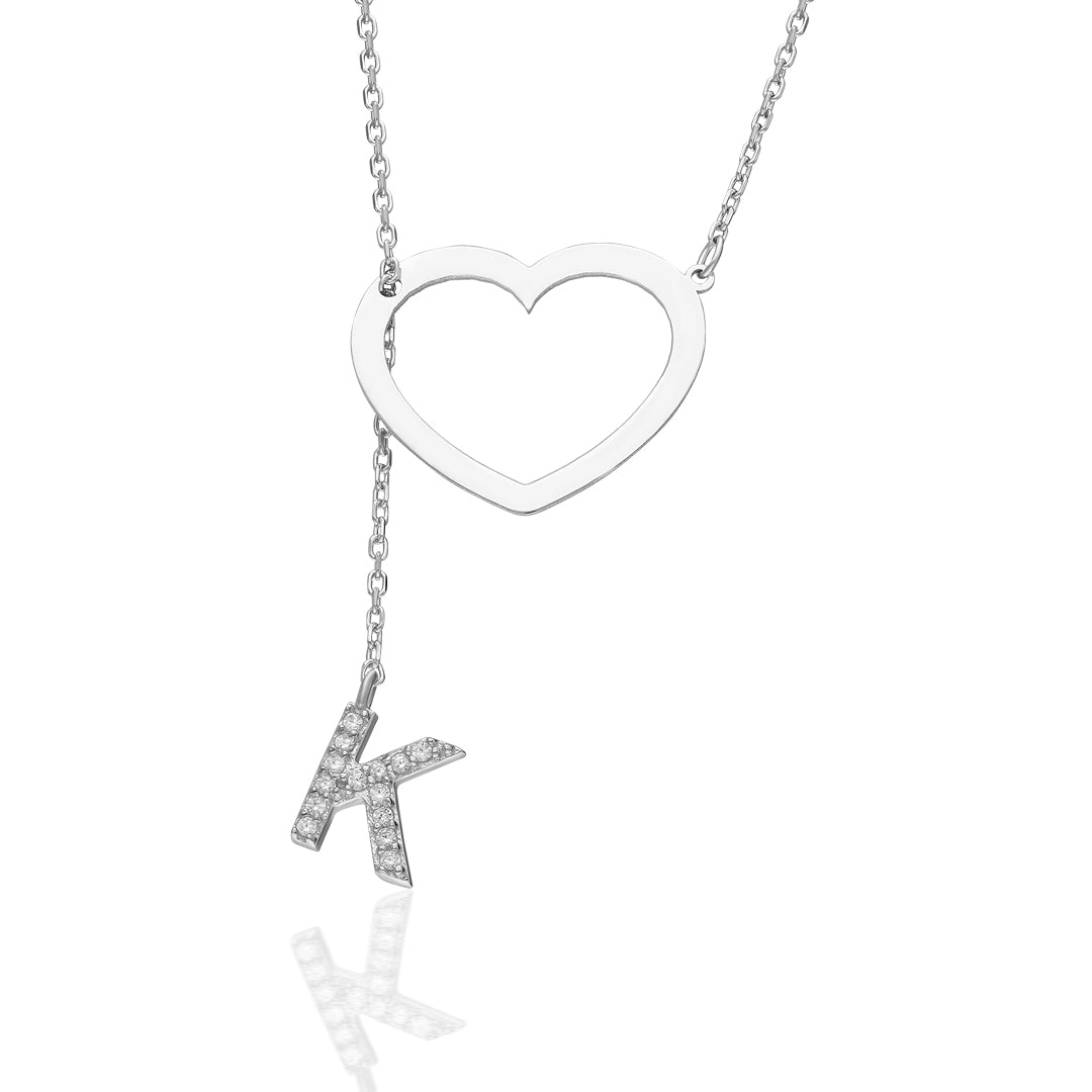 Heart Letter Pendant Necklace - 925 SILVER