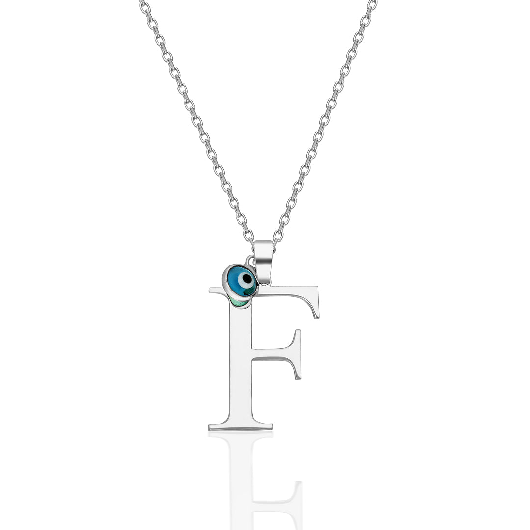 Evil Eye Beaded Capital Letter Necklace - 925 Silver
