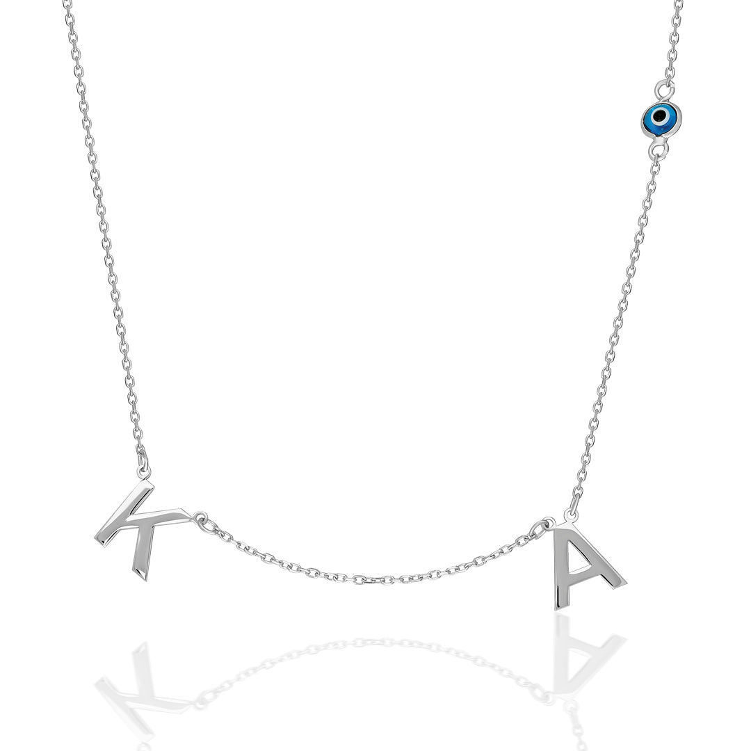 Evil Eye Letter Necklace - 925 Silver