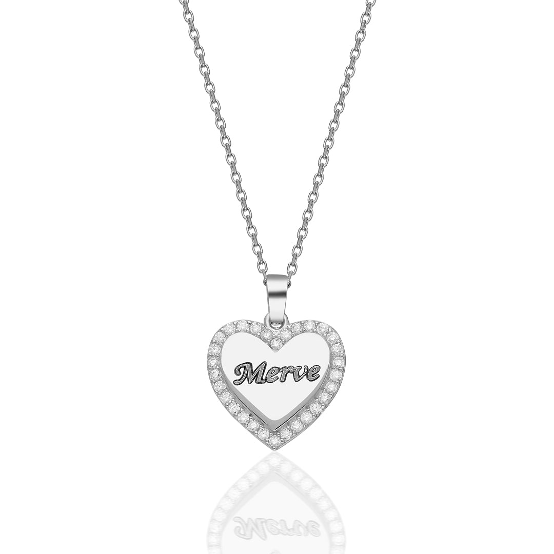 Heart Name Necklace with Letters - 925 Silver