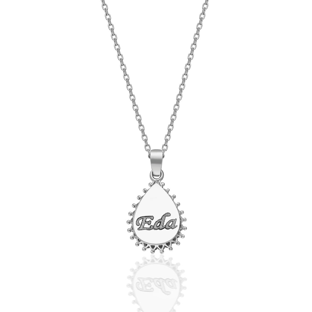 Water Drop Model Name Necklace - 925 SILVER