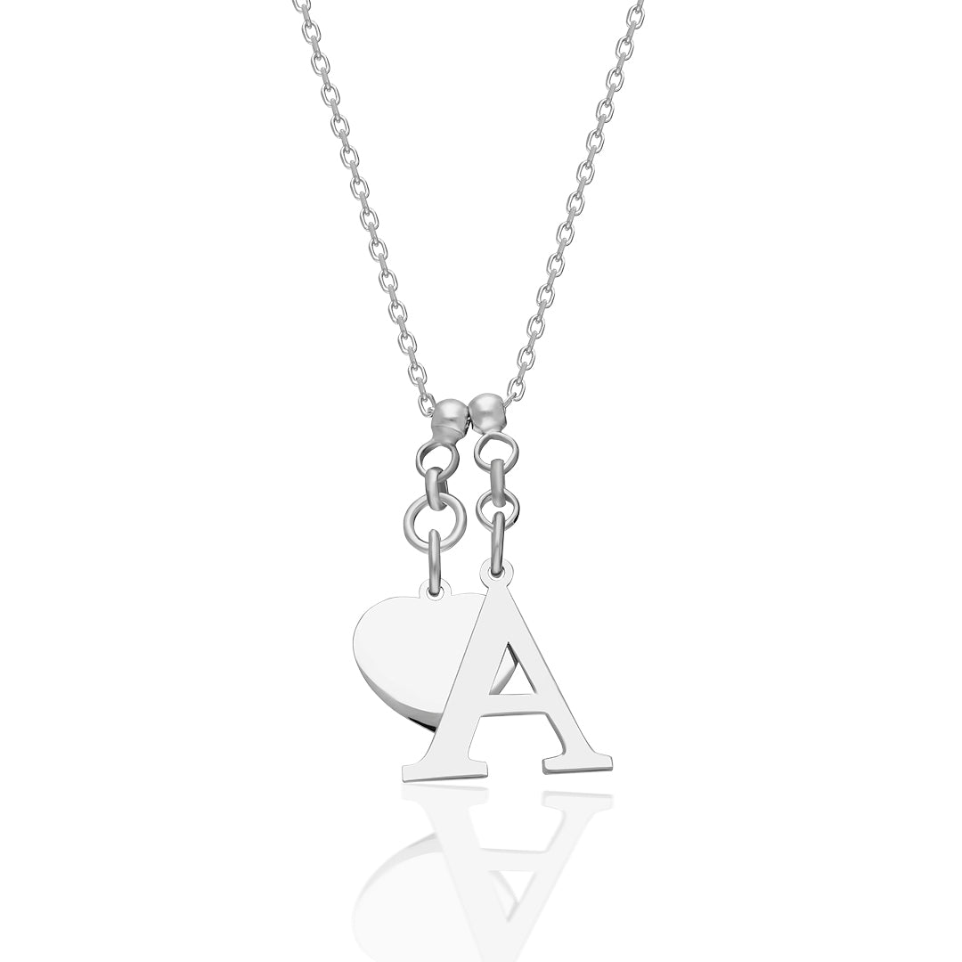 Heart Letter Necklace - 925 SILVER