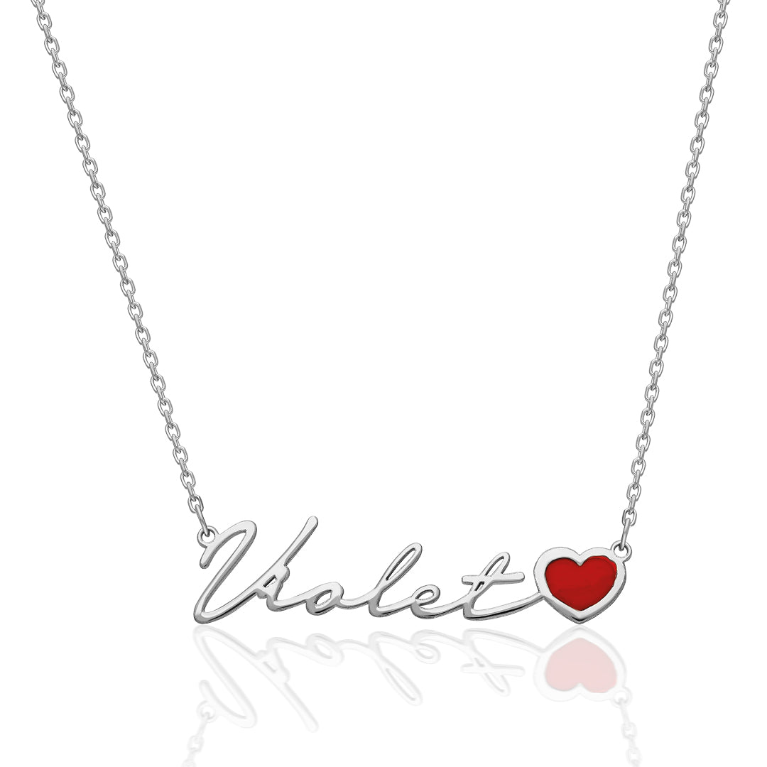 Red Heart Name Necklace - 925 SILVER