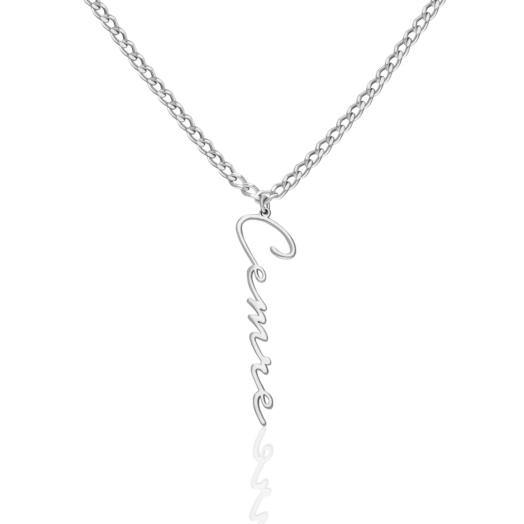 Thick Chain Horizontal Name Necklace - 925 SILVER
