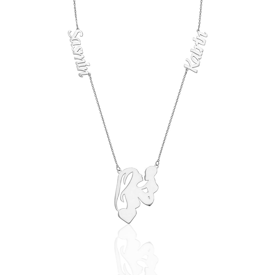 Mother and Baby Name Necklace - 925 Silver