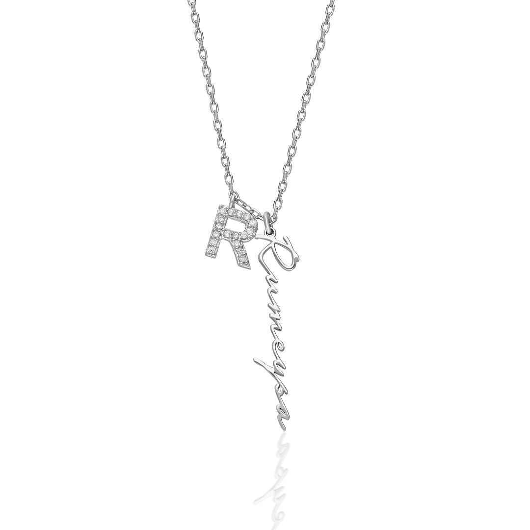 Name Initial Necklace - 925 Silver
