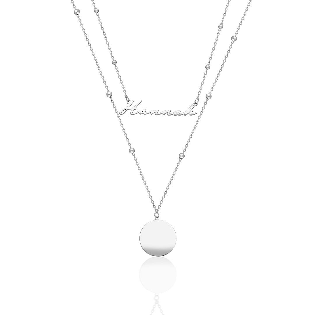 Vintage Name Plate Necklace - 925 Silver