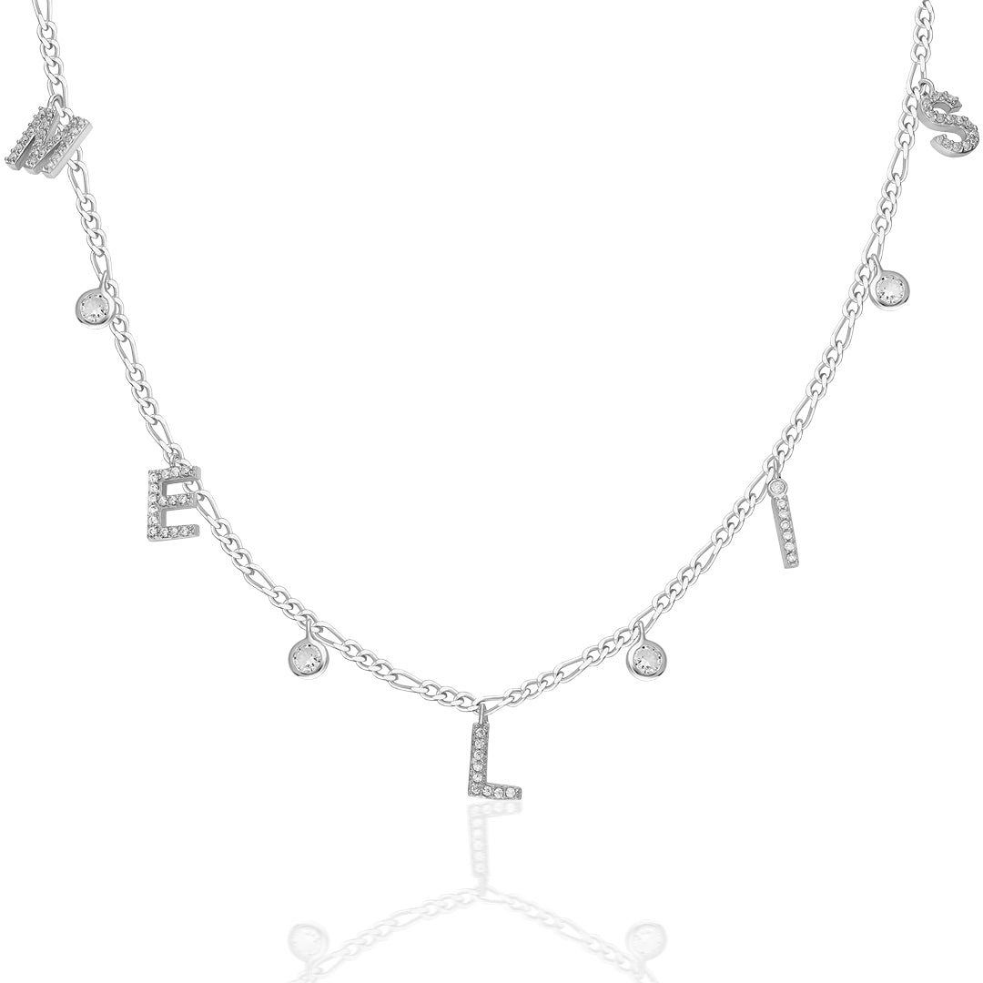 Name Necklace with Stone Details - 925 SILVER