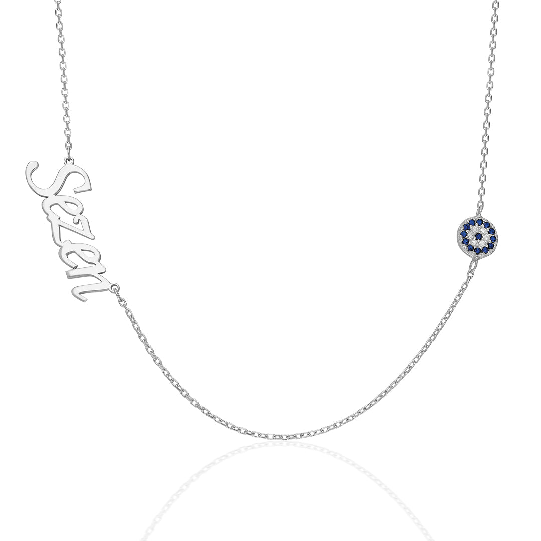 Evil Eye Single Name Necklace - 925 SILVER
