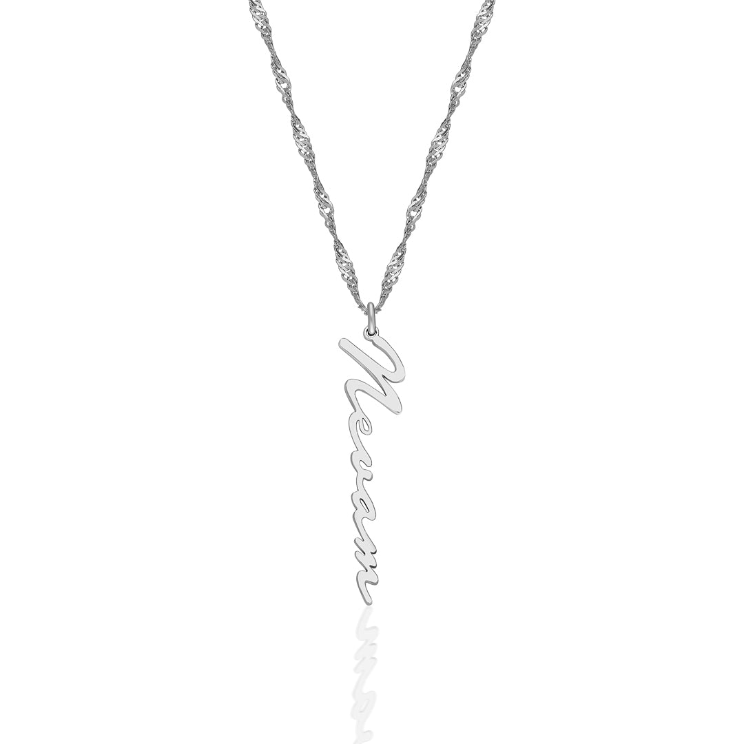 Horizontal Name Necklace with Twisted Chain - 925 Silver