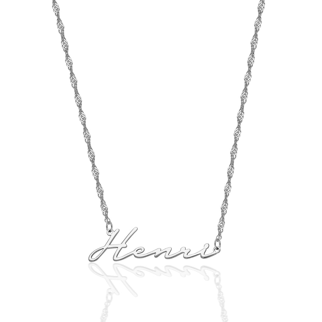 Name Necklace with Twisted Chain - 925 Silver