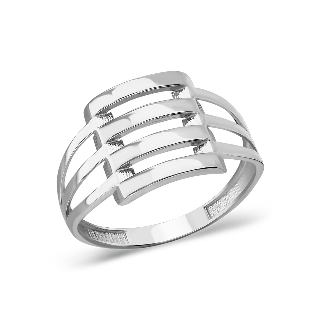 Smooth Ribbed Ring - 925 SILVER