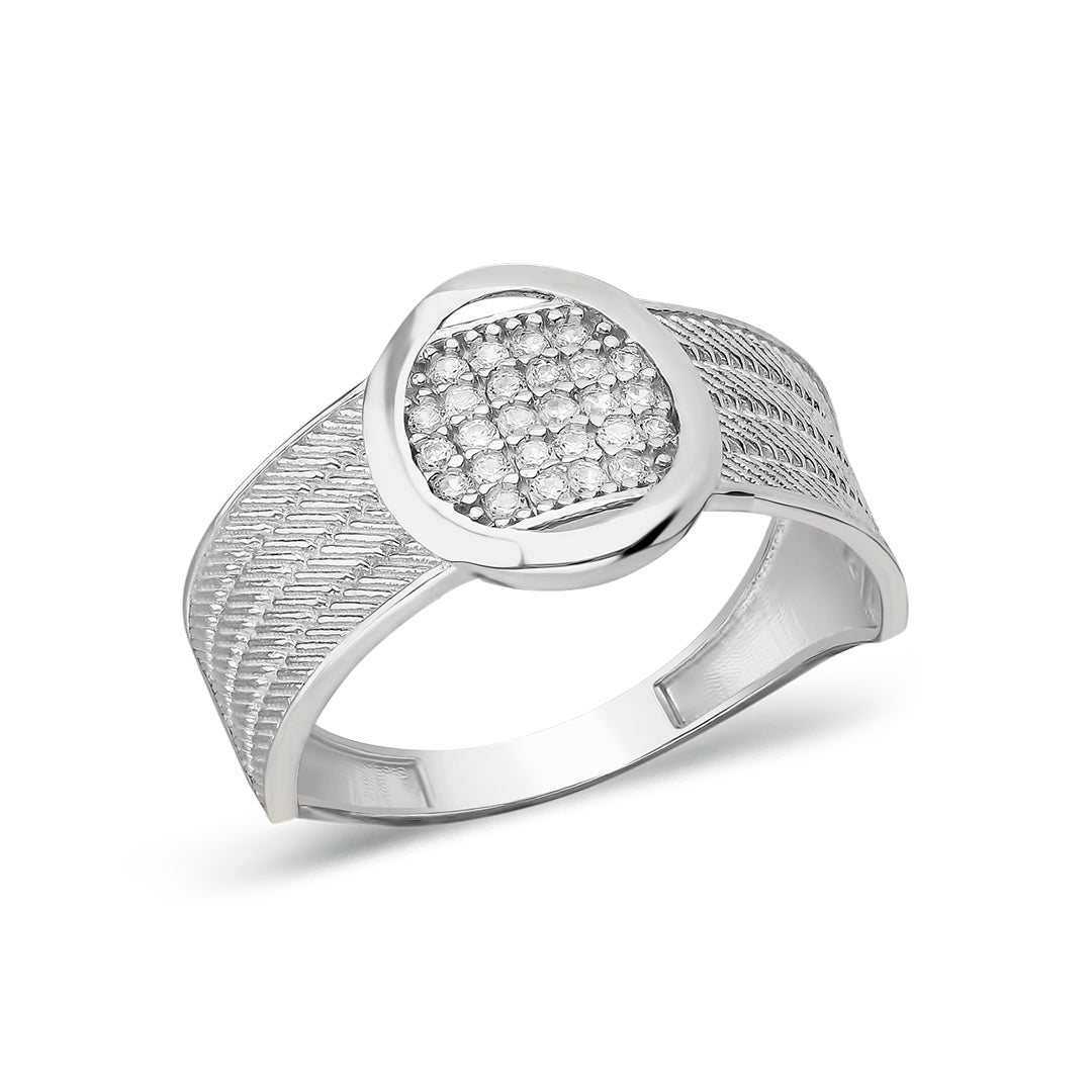 Four Row Oval Stone Wicker Ring - 925 SILVER