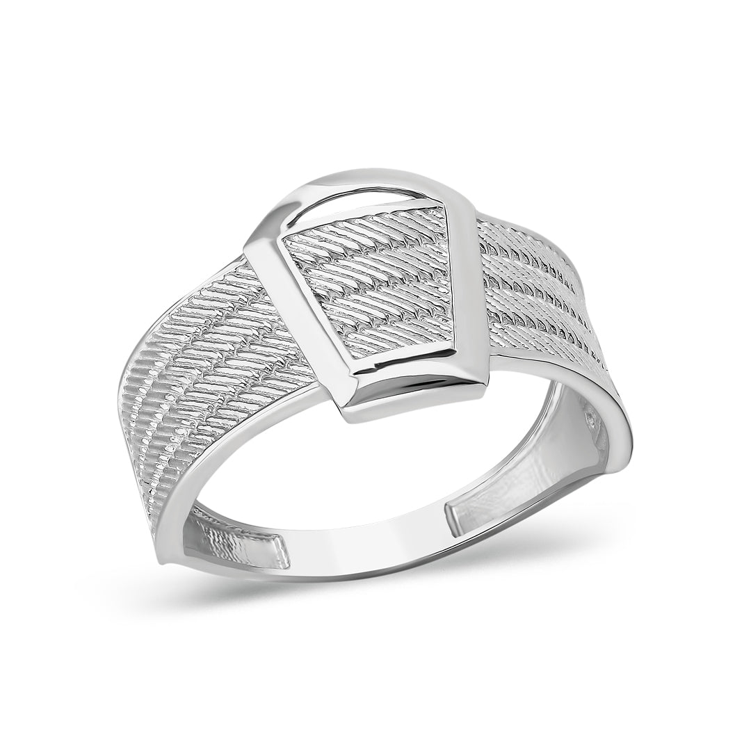 Four Row Classic Buckle Wicker Ring - 925 SILVER