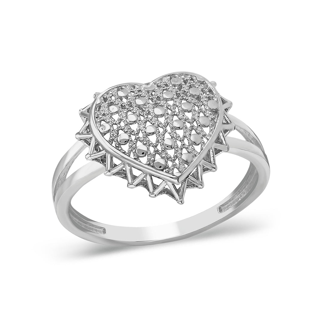 Heart-Shaped Honeycomb Ring - 925 SILVER