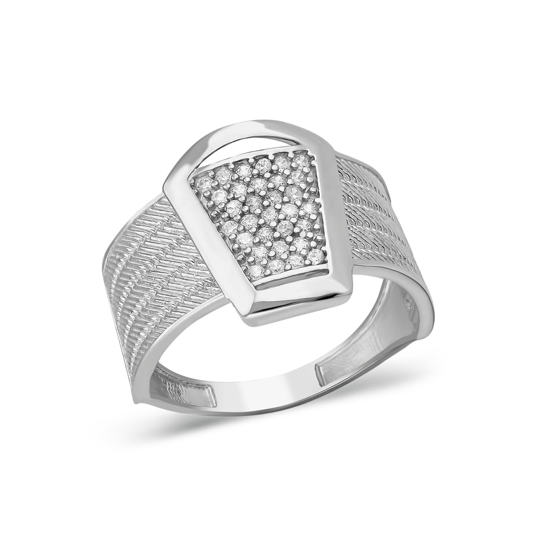 Stone Thick Wicker Ring - 925 SILVER