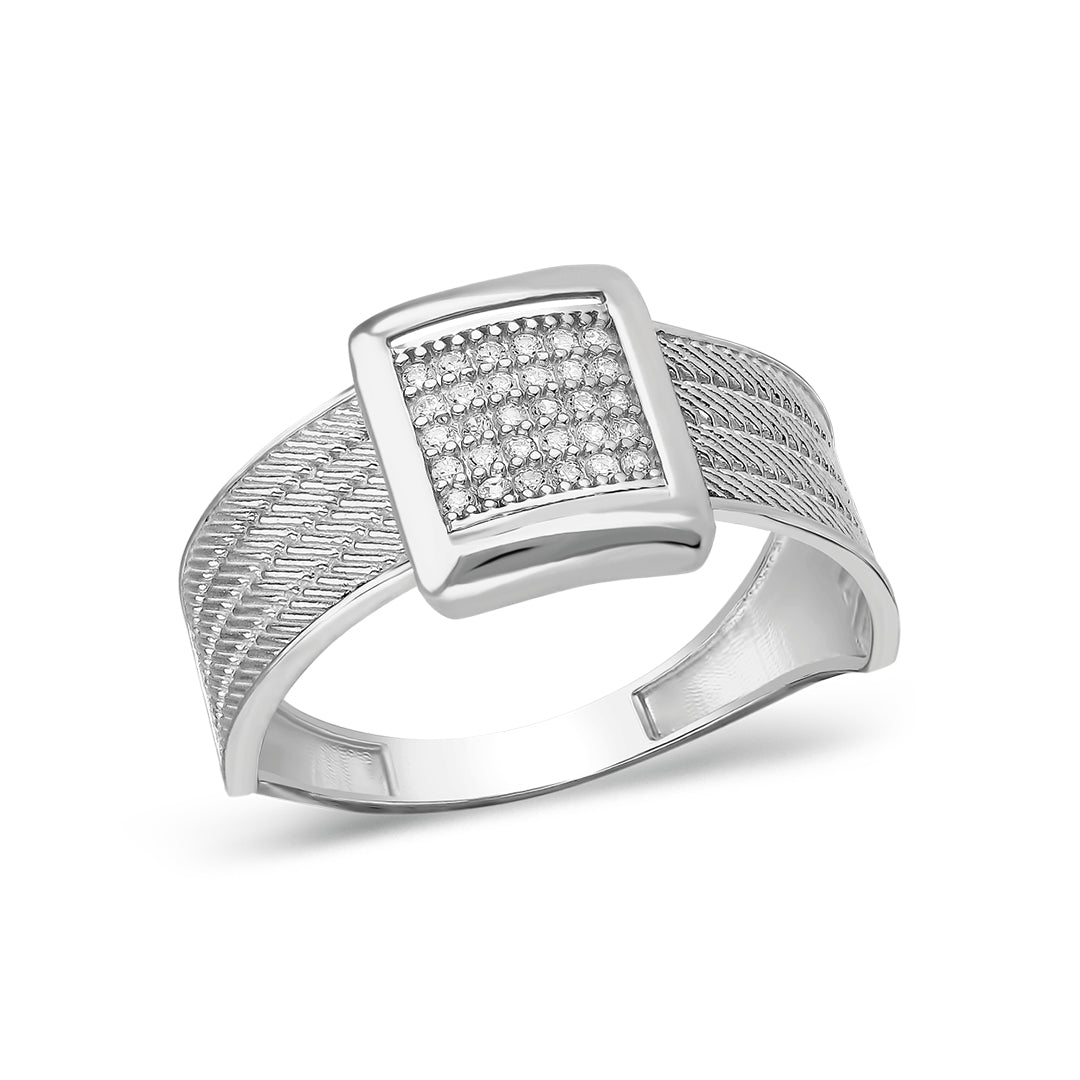 Four Row Stone Wicker Ring - 925 SILVER