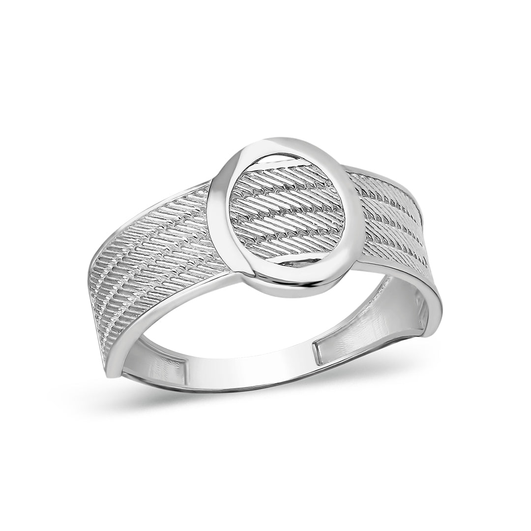 Detailed Four Row Round Wicker Ring - 925 SILVER