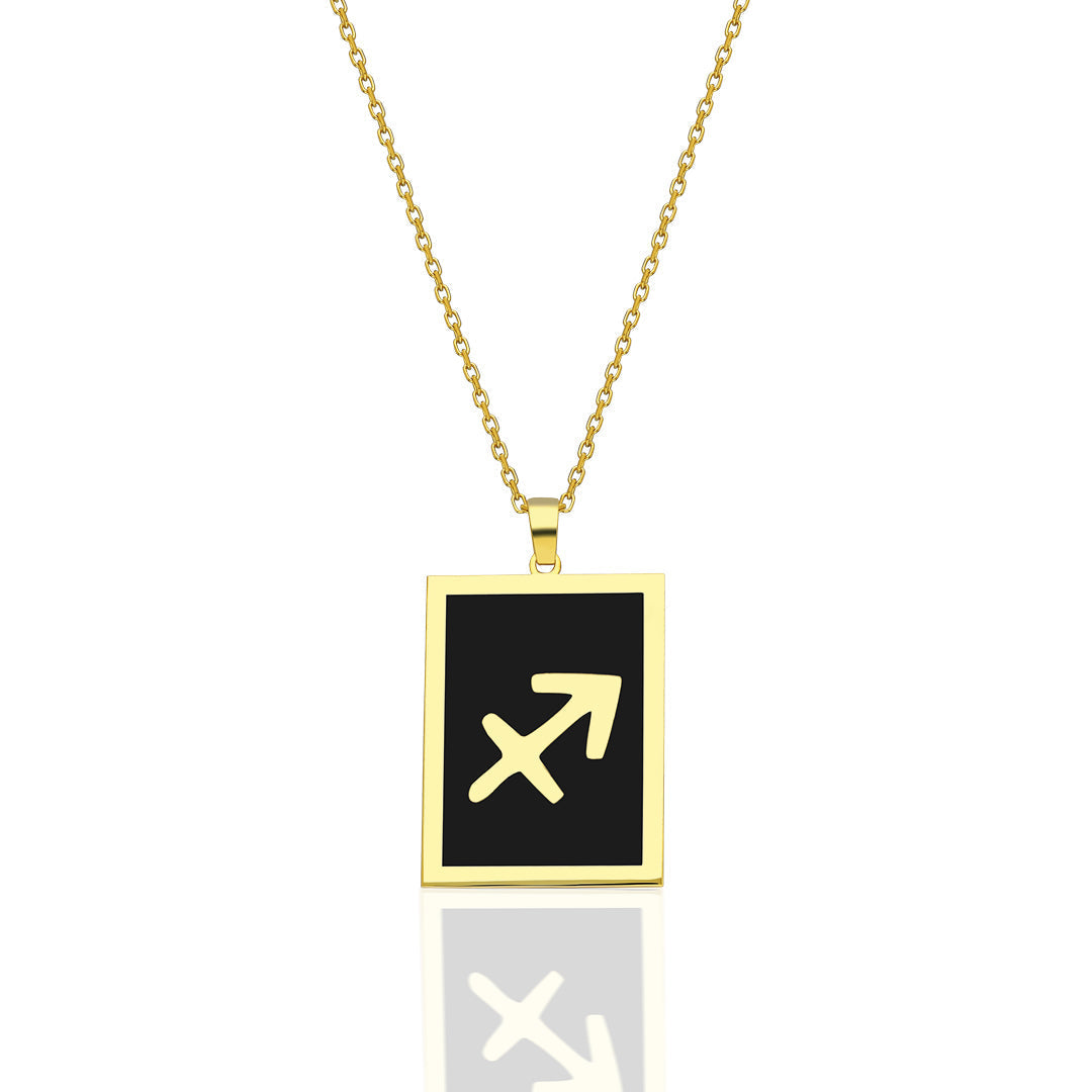 Colorful Rectangular Sagittarius Necklace - 925 SILVER