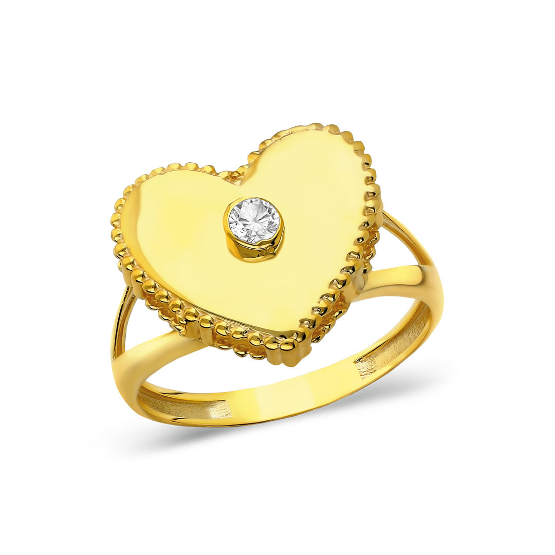 Single Stone Large Heart Ring - 925 SILVER